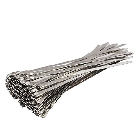 Jocestyle 100pcs Stainless Steel Exhaust Wrap Coated Locking Cable Zip Ties (7.9 Inch)