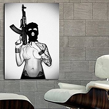 Poster Mural AK47 Tattoo Girl Erotic Pin Up 40x53 in (100x133 cm) 8mil Paper