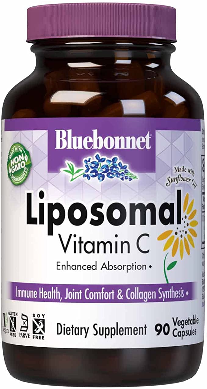 Bluebonnet Nutrition Liposomal Vitamin C 1000 mg - Made with Sunflower Oil - for Immune & Joint Comfort - Vegan, Kosher, Non-GMO, Gluten-Free, Soy-Free Milk-Free - 90 Vegetable Capsules, 45 Servings