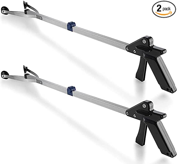 Reacher Grabber Tool - (2-Pack) - Gripping Device - Lightweight Durable Folding Claw Extends Arm Reach to 32 Inches Ideal Indoor and Outdoor Reaching Mobility Aid and Trash Grabber Picker Upper Tool