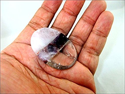 Jet Rose Crystal Amethyst Bonded Worry Stone Irish Carved India Handcrafted A   Crystal Free Pouch Booklet Palm Thumb Stress Relief 40 Page Jet International Crystal Therapy Booklet
