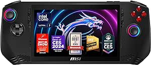 MSI Claw PC Gaming Handheld: Intel Ultra 7-155H, 7" FHD 120Hz Display, 16GB LPDDR5, 512TB NVMe SSD, MicroSD Card Reader, Thunderbolt 4, Win 11 Home: Black A1M-051US