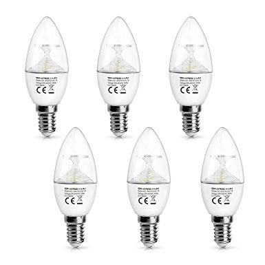 SHINE HAI E14 LED Bulbs, 4.5W LED 5000K Cool White Small Edison Screw LED Candle Light Bulbs，40W Equivalent Low Energy SES Light Bulbs, Non-Dimmable, 350Lm, 6-Pack