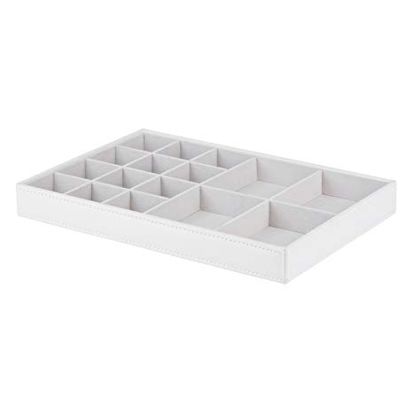 HomeCrate Stackable Jewelry Organizer Trays for Showcase Display, Set of 2 - Pebbled White