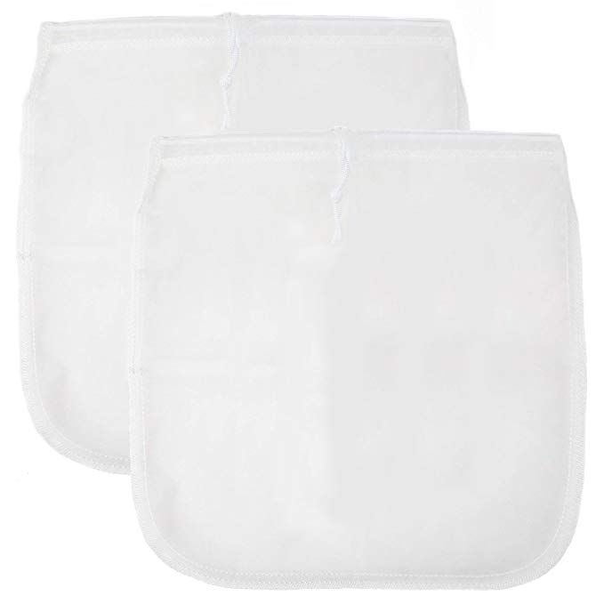 STARUBY Nut Milk Bag 2 Pack 12'' x 12'' Reusable Almond Milk Bags Premium Fine Mesh Nylon Cheesecloth Food Strainer Coffee,Tea & Milk Filter Bag