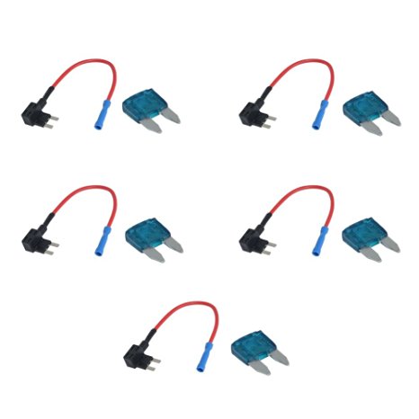 12V 15Amp Car Add-a-circuit Fuse TAP Adapter XDODD Mini ATM APM Blade Fuse Holder Pack of 5 (Small Size)
