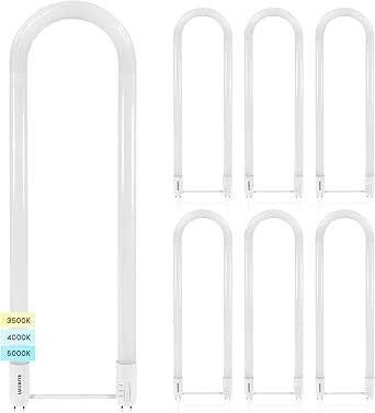 Luxrite U Bend LED Tube Light, T8 T12, 17.5W (32W Equivalent), 3 Colors 3500K | 4000K | 5000K, 2100 Lumens, Fluorescent Light Tube Replacement, Direct or Ballast Bypass, UL Certified, G13 Base, 6-Pack