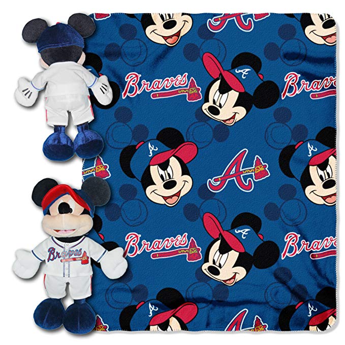 Officially Licensed MLB & Mickey Cobranded Hugger and Fleece Throw Blanket, Soft & Cozy, Washable, 40" x 50"