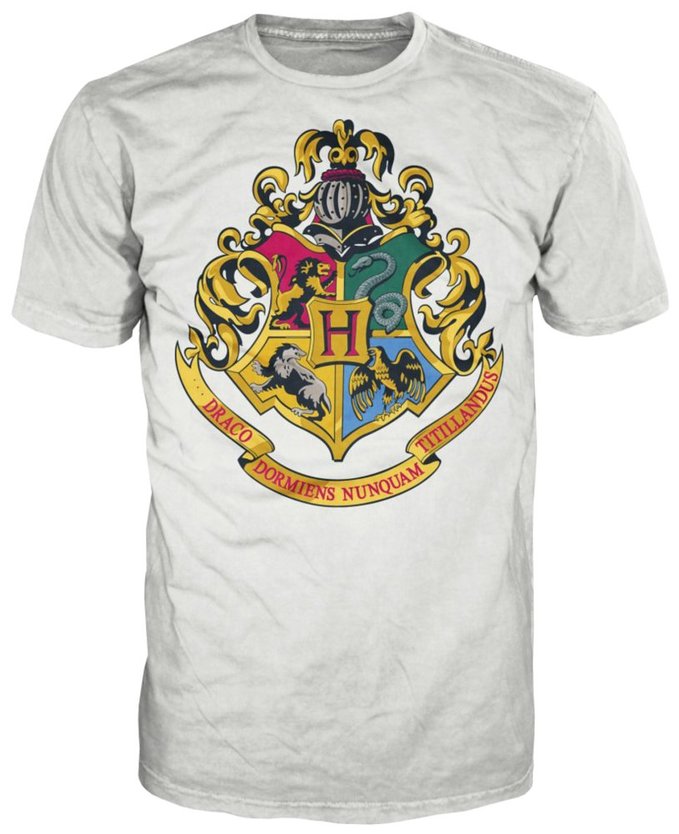 Harry Potter Hogwarts Crest Mens Grey T-Shirt