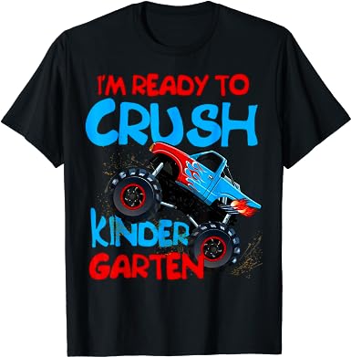 Back to School Boys First Day of Kindergarten Monster Truck T-Shirt