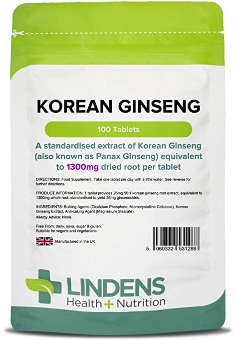 Korean Red Ginseng 1300 mg 100 Tablets by Lindens