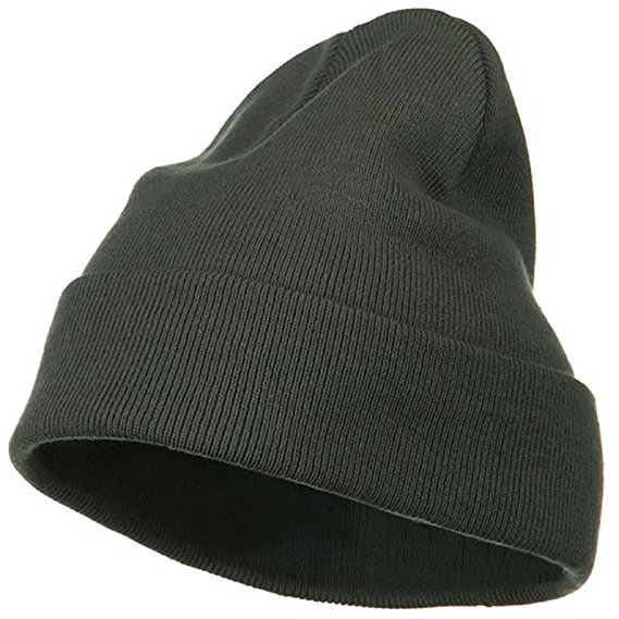 Big Size Superior Cotton Long Knitting Beanie-Grey (For Big Head)