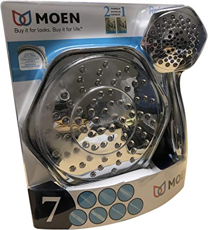 Moen 21120 Refresh Handheld/Rain Shower Head 2-in-1 Combo with 60 Inch Metal Hose & Holder Bracket, Chrome