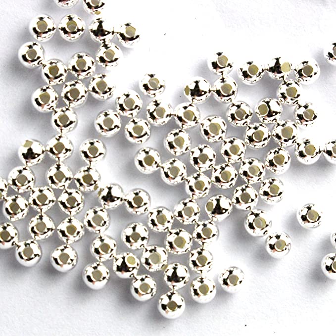 Tacool(TM) 100pcs Genuine 925 Sterling Silver Round Ball Beads for Jewelry Making Findings (2mm)