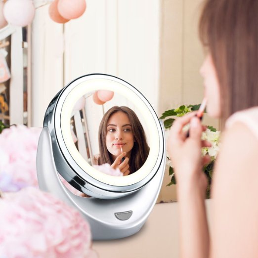 AccMart 5x/1x Double-Sided Magnification magnify Makeup Mirror 360 degree Rotation with LED Light