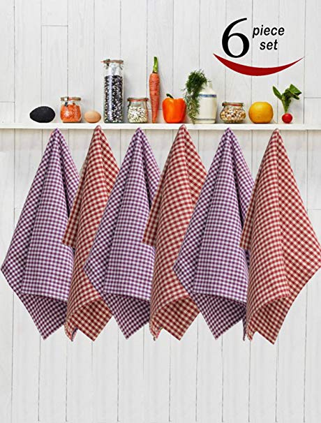 Avira Home Kitchen Towel Cotton Cloth Set with Loop Dishcloth or Cleaning Cloth 6 Pieces (Multi Color)