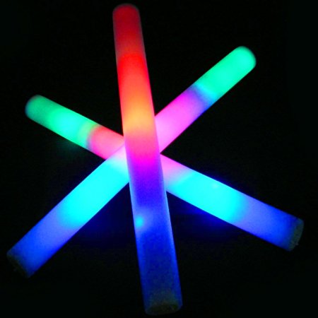 18 pack of 18" Multi Color Foam Baton LED Light Sticks - Multicolor Color Changing 3 model flashing