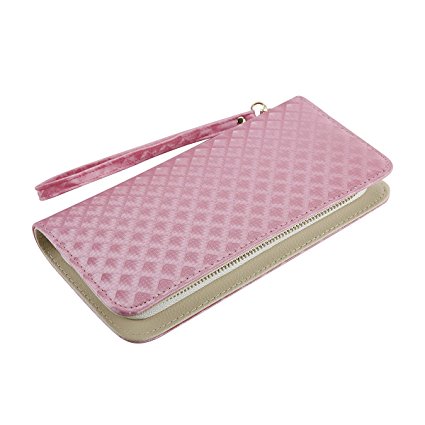 Nuo peng Multi-purpose Clutch wallets, Wristlet clutch with change color feature fit for all cellphones (Rose)