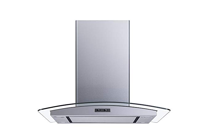 30" 400 CFM Convertible Island Mount Range Hood with Mesh Filters and Stainless Steel Panel and 4 LED Lights