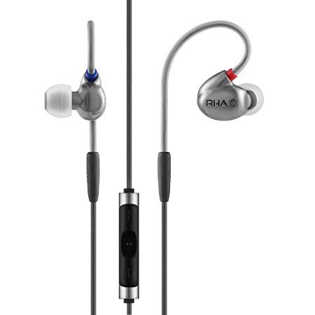 RHA T10i High Fidelity, Noise Isolating In-Ear Headphone with Remote and Microphone, Stainless Steel