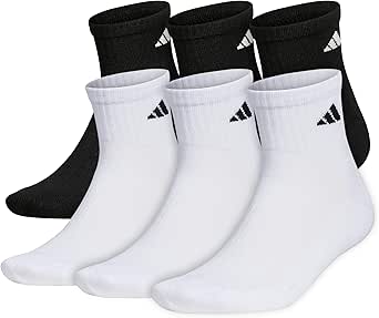 adidas Men's Athletic Cushioned Quarter Socks (with Arch Compression for a Secure Fit (6-Pair)