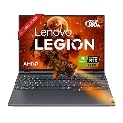 Lenovo Legion 5 Pro AMD Ryzen 7 5800H 16" (40.64cm) WQXGA-IPS 165Hz 500Nits Gaming Laptop (16GB/512GB SSD/Win 11/Office 2021/NVIDIA RTX 3060 6GB/Alexa/3 Month Game Pass/Storm Grey/2.45Kg), 82JQ010EIN