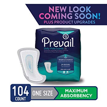 Prevail Maximum Absorbency Incontinence Male Guards One Size 104 Count Breathable Rapid Absorption Discreet Comfort Fit Adult Diapers