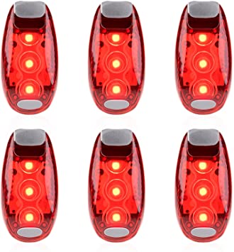 6 Pack Led Safety Light, Safety Light, High Visibility Strobe Running Lights Used for Bicycle, Walking Etc. Clip-On Running Lights Clip to Clothes Strap to Wrist, Bike Or Anywhere (Red)