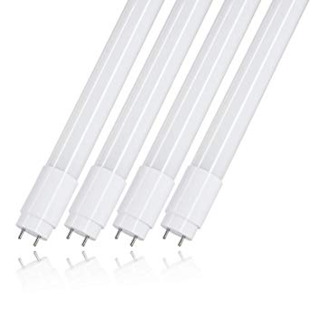 LED Tube Lights 4FT, Romwish 48" 18W(40W Equivalent) T8/T10/T12 Glass Light Bulbs 5000K, Fluorescent Bulbs Replacement, Dual-End Powered, Frosted Cover, Bi-Pin G13 Base, Ballast Bypass (4 Pack)