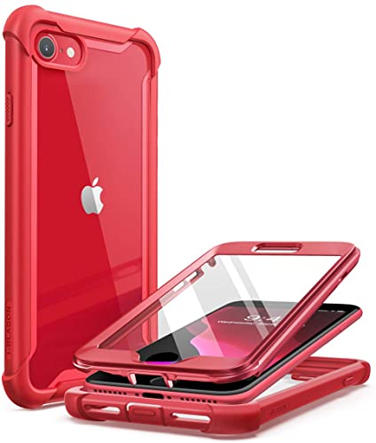 i-Blason iPhone SE 2020 Case/iPhone 8 Case/iPhone 7 Case, [Ares] Full-body Rugged Clear Bumper Case with Built-in Screen Protector for Apple iPhone 8 / Apple iPhone 7 (Red)