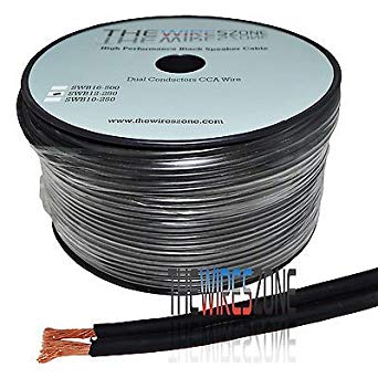 The Wires Zone swb12-250 TWZ True 12 Gauge 250' Feet Black PVC Super Flex Speaker Wire for Home/Car Audio