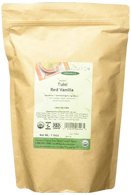 Davidson's Tea Bulk Bag, Organic Tulsi Red Vanilla, 16 Ounce