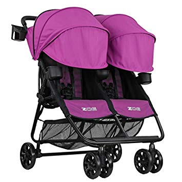 ZOE XL2 BEST v2 Lightweight Double Travel & Everyday Umbrella Twin Stroller System (Eloise Plum)