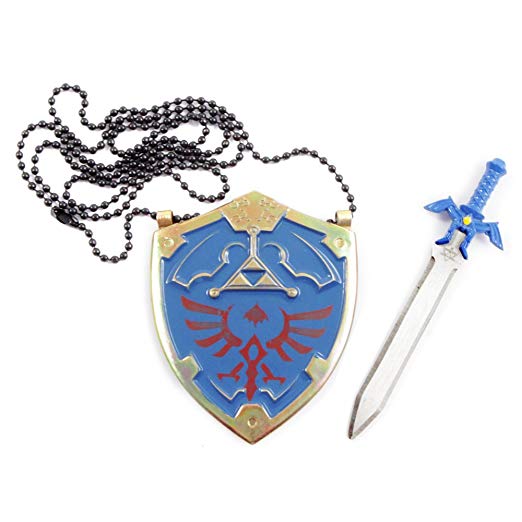 Legend of Zelda Master Sword Letter Opener and Hylian Shield Necklace