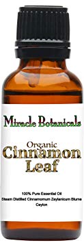 Miracle Botanicals Organic Ceylon Cinnamon Leaf Essential Oil - 100% Pure Cinnamomum Zeylanicum Blume - 30ml, 60ml, or 4oz. Sizes - Therapeutic Grade - 30ml/1oz