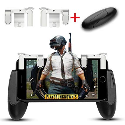 Mobile Game controller, Aimus Sensitive Aim Triggers and Game Grip Joystick for PUBG/Fortnite/ Knives Out/Rules of Survival, Gamepad for iPhone, Samsung and Android Smart phones (white)