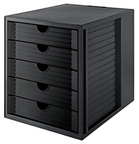HAN 14508-13, SYSTEMBOX KARMA Drawer set. Innovative, attractive design, BLUE ANGEL certified, with 5 closed drawers, eco-black