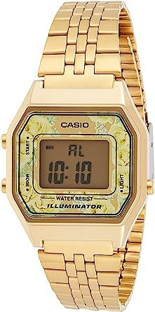 Casio #LA680WGA-9C Women's Vintage Floral Gold Tone Chronograph Alarm Digital Watch