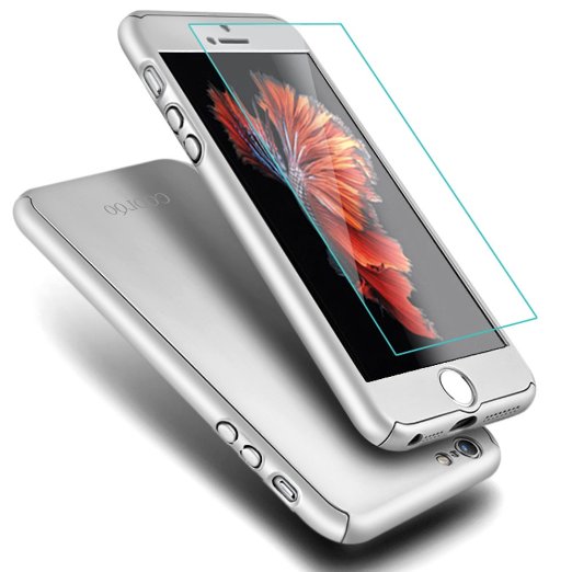 iPhone 5S Case,iPhone 5 Case, COOLQO&reg Full Body Coverage Ultra-thin Hard Hybrid Plastic with [Slim Tempered Glass Screen Protector] Protective Case Cover & Skin for Apple iPhone 5S/5 (Silver)