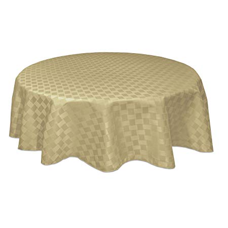 Bardwil Reflections Spill Proof  Oval Tablecloth, 60 X 84-Inch, Khaki