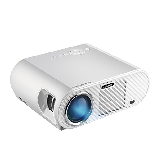 ERISAN 720P Video Projector (Warranty Included), 3500 Luminous Efficiency, Native Resolution 1280x800, with HDMI Support 1080P VGA USB AV TV Laptop for Entertainment (White)