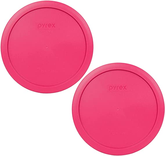 Pyrex 7402-PC 7 Cup Fuchsia Pink Round Plastic Lid (2, Fuchsia Pink)