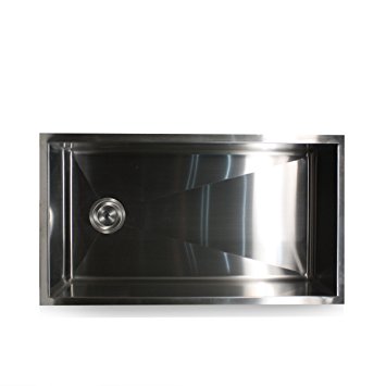 Nantucket Sinks ZR3218 32-Inch  Pro Series Single Bowl Undermount Kitchen Sink with Offset Drain, Stainless Steel