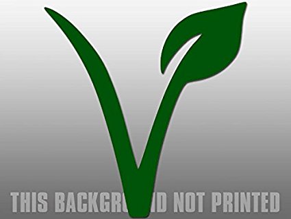 GREEN V with Leaf VEGAN Logo Sticker - vegan organic non gmo no animal