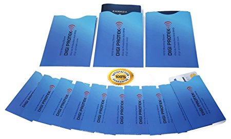RFID Blocking Passport Sleeve Blue (3)   RFID Blocking Credit Card Sleeve Blue (10) * Anti Theft RFID Cover Protection Holder * RFID Shield Case * Water Resistant Protector Pouch Great for Wallet * Your Best RFID (NF) Travel Safety Pack from Digi Protek SP3-10 Blue
