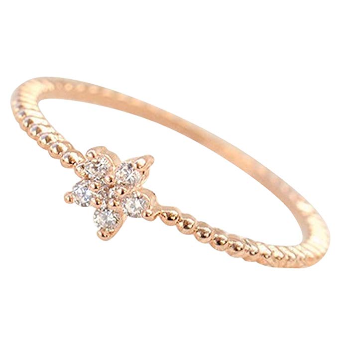Gieschen Jewelers 'Anabella' 14K Gold-Plated (Rose/White/Yellow) Dainty Cute Star CZ Ring