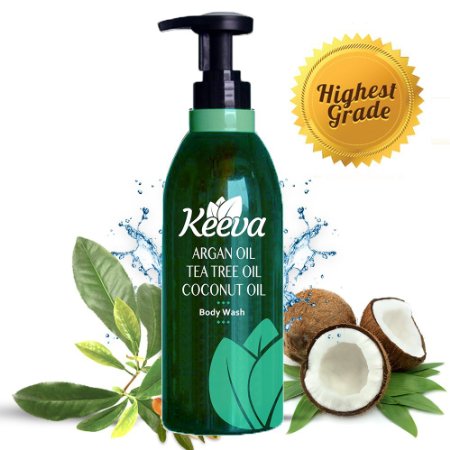 1 Best Anti-bacterial Body Wash with Tea Tree Oil Argan Oil and Coconut Oil 3-in-1 Formula By Keeva 100 Natural Ingredients Are Perfect for Moisturizing Dry Sensitive Skin and Fighting Body Acne