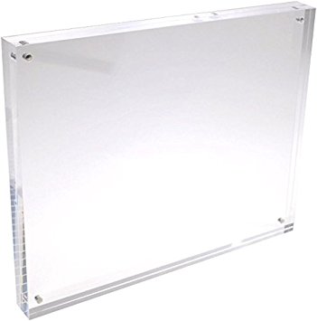 8x10 Clear Acrylic Picture Frame - 20% Thicker - 0.95 inch / 24mm Thick - Frameless Magnetic Acrylic Photo Frames - Desktop Only