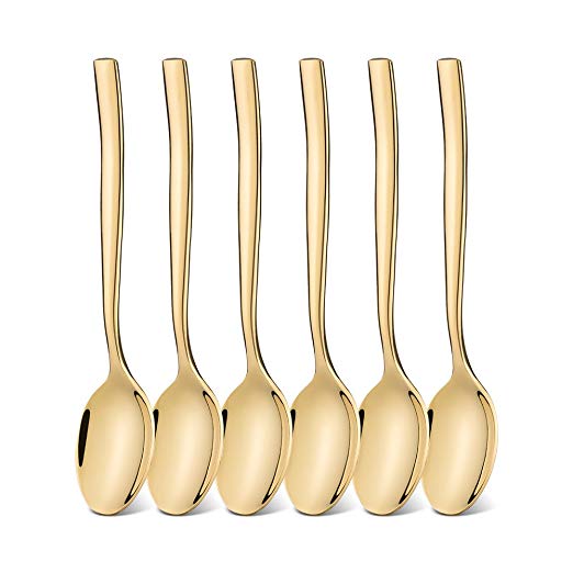 icxox 4.6 inches Espresso Spoons Set of 6, 18/10 Stainless Steel (11.6cm, Gold)
