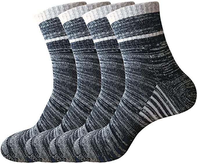 Pelisy Hiking Athletic Socks Mens 4 Pack Cushioned Quarter Crew Socks for Running and Walking